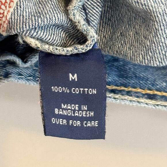 Amethyst Jeans Cropped Jacket Womens M Blue Denim Distressed Button Y2K Trucker - Picture 6 of 6